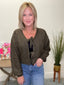 Knotted Long Sleeve Cardigan in Thyme Leaf 130 Sweaters - Ella Chic Boutique