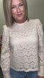 Lace High Neck Puff Sleeve Top 110 Tops - Ella Chic Boutique