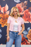 Lace Knit Pearl - Button Cardigan in Blush Pink 110 Tops - Ella Chic BoutiqueCamellia