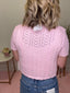 Lace Knit Pearl - Button Cardigan in Blush Pink 110 Tops - Ella Chic BoutiqueCamellia