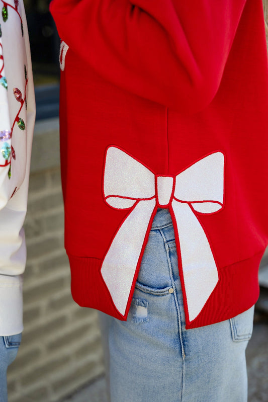 Lakelyn Merry Bow Sweatshirt in Red