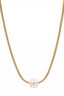 Large Pearl Stone 18K Gold Necklace