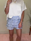 Layered Ruffle Eyelet Mini Skort in Light Blue