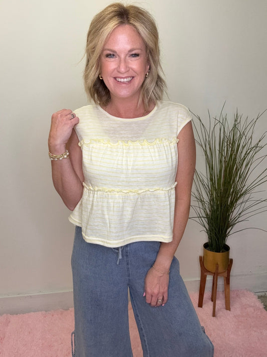 Lemon Drop Striped Tiered Top