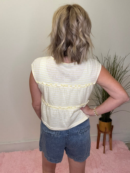 Lemon Drop Striped Tiered Top 110 Tops - Ella Chic BoutiquePapermoon