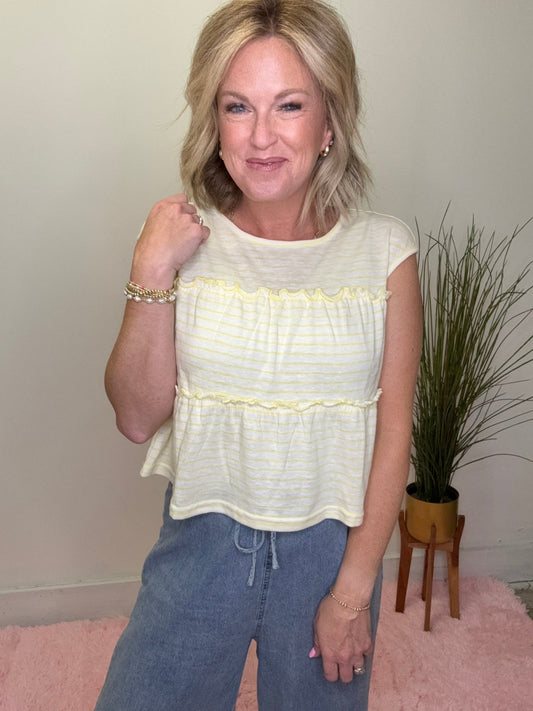 Lemon Drop Striped Tiered Top
