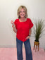 Liberty Textured Gauze Top in Grenadine Red