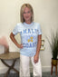 Light Blue Amalfi Coast Graphic Tee Shirt 120 Tees & Tanks - Ella Chic Boutique