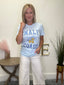 Light Blue Amalfi Coast Graphic Tee Shirt 120 Tees & Tanks - Ella Chic Boutique