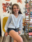 Light Blue Tween Button Front Down Cropped Top 240 Kids Clothing- Ella Chic Boutiqueheart and arrow