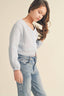 Light Blue Tween Button Front Down Cropped Top 240 Kids Clothing - Ella Chic Boutiqueheart and arrow