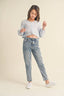 Light Blue Tween Button Front Down Cropped Top 240 Kids Clothing - Ella Chic Boutiqueheart and arrow