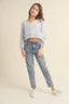 Light Blue Tween Button Front Down Cropped Top