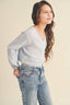 Light Blue Tween Button Front Down Cropped Top 240 Kids Clothing - Ella Chic Boutiqueheart and arrow