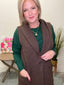 Long Length Shawl Collar Soft Vest in Mocha 140 Jackets - Ella Chic Boutique