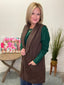Long Length Shawl Collar Soft Vest in Mocha 140 Jackets - Ella Chic Boutique