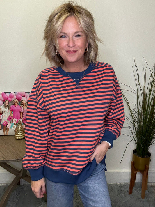 Looking for It Striped Sweatshirt