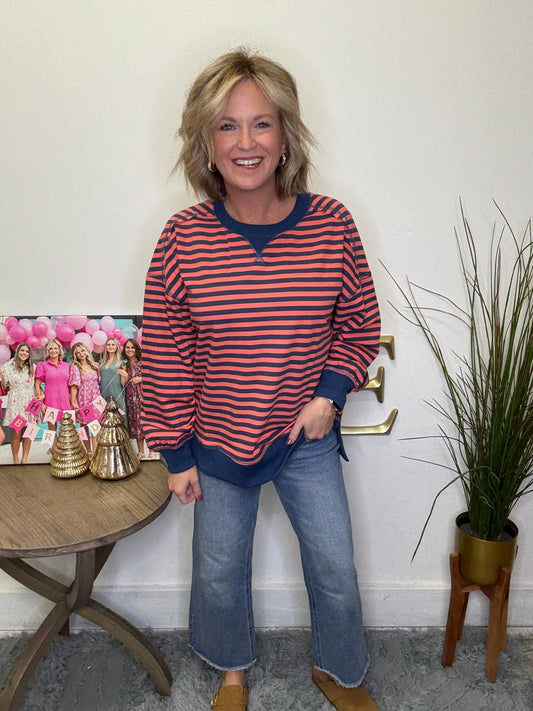 Looking for It Striped Sweatshirt 110 Tops - Ella Chic Boutique