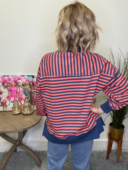 Looking for It Striped Sweatshirt 110 Tops - Ella Chic Boutique