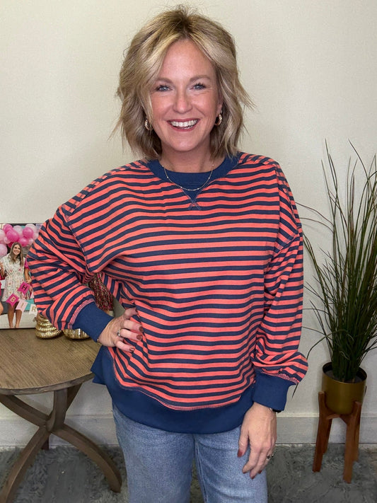Looking for It Striped Sweatshirt