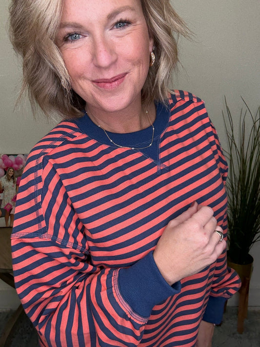 Looking for It Striped Sweatshirt 110 Tops - Ella Chic Boutique