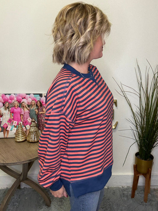 Looking for It Striped Sweatshirt 110 Tops - Ella Chic Boutique