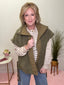 Looks Sharp Oversized Sherpa Sleeveless Vest Jacket in Olive