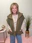 Looks Sharp Oversized Sherpa Sleeveless Vest Jacket in Olive 140 Jackets - Ella Chic Boutique