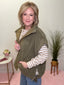 Looks Sharp Oversized Sherpa Sleeveless Vest Jacket in Olive 140 Jackets - Ella Chic Boutique