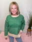 Loose Fit Color Block Round Neck Sweater in Green 130 Sweaters- Ella Chic BoutiqueLa Miel