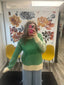 Loose Fit Color Block Round Neck Sweater in Green 130 Sweaters- Ella Chic BoutiqueLa Miel