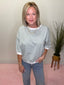 Loose Fit Striped Short Sleeve Top in Seafoam 110 Tops- Ella Chic BoutiqueLa Miel