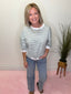 Loose Fit Striped Short Sleeve Top in Seafoam 110 Tops- Ella Chic BoutiqueLa Miel