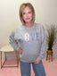 Love Patchwork Heart Sweatshirt Tops pullover gingham floral pinstripe main strip gray- Ella Chic Boutique