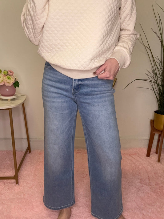 Lovervet Enhance Super High Rise Ankle Slim Wide Jeans