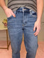 Lovervet Kassia High Rise Medium Wash Raw Hem Ankle Straight Jeans 160 jeans - Ella Chic Boutique