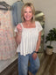 Magical Floral Smocked Bodice Square Neck Top 110 Tops - Ella Chic BoutiqueBibi