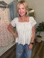 Magical Floral Smocked Bodice Square Neck Top