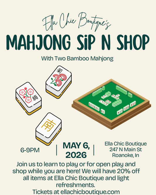 Mahjong Night at Ella Chic Boutique two bamboo mahjong open play learn to play event 