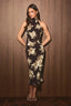 Make an Entrance Floral Midi Dress in Chocolate