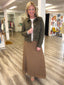 Maxi Slip Skirt in Bronze Countryside Bloom fall pockets brown mocha ditsy floral print Ella Chic Boutique Mikarose