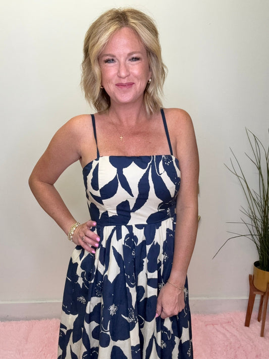 Midnight Garden Luxe Navy Floral Maxi Dress