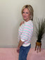 Mint and Pink Crochet Striped Knit Top 110 Tops- Ella Chic BoutiqueBibi