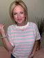 Mint and Pink Crochet Striped Knit Top 110 Tops- Ella Chic BoutiqueBibi