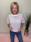 Mint and Pink Crochet Striped Knit Top 110 Tops- Ella Chic BoutiqueBibi