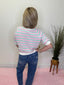 Mint and Pink Crochet Striped Knit Top