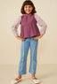 Mix Media Contrast Sleeve Gauze Top 240 Kids Clothing - Ella Chic Boutique