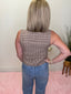 Modern Muse Mocha Gingham Button Front Sleeveless Vest 110 Tops - Ella Chic BoutiqueBlu Pepper