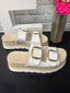 Monique Platform Raffia White Buckle Sandals 250 Shoes - Ella Chic Boutique