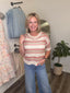 Multi Color Stripe Open Knit Crochet Sweater Top 110 Tops - Ella Chic BoutiqueSo Me
